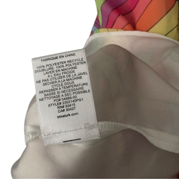 Trina Turk‎ Verbenia Sleeveless Abstract-Print Ruffle Top Medium Pink Orange - Picture 7 of 7